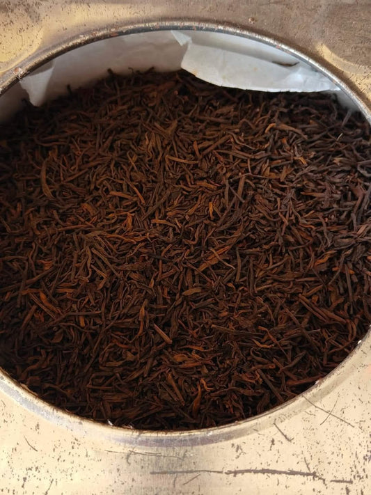 Loose leaf puerh from the 1990s called The Heart Sutra, dry aged