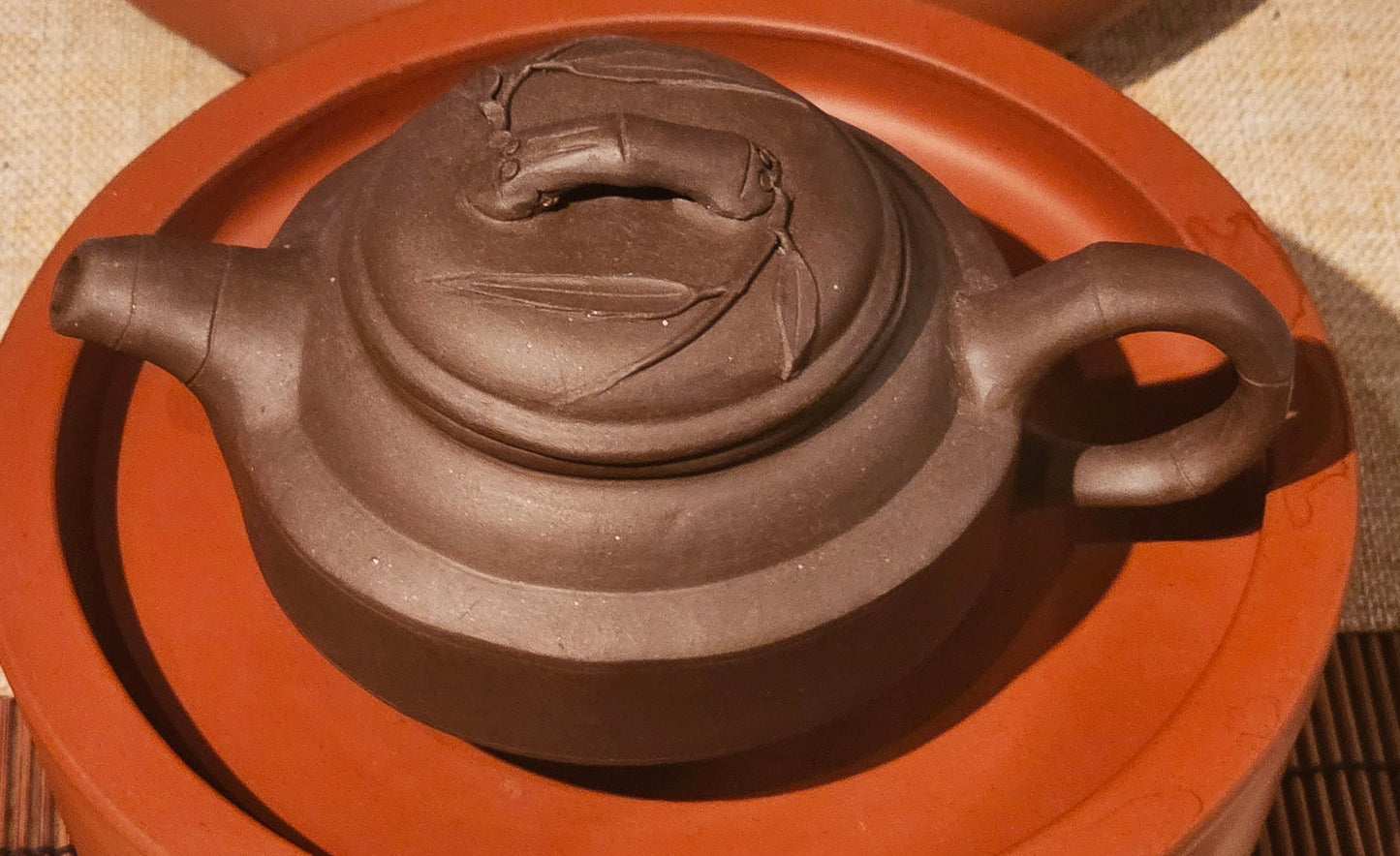 1990s Black Sand Yixing Zisha Bamboo Teapot 140ml