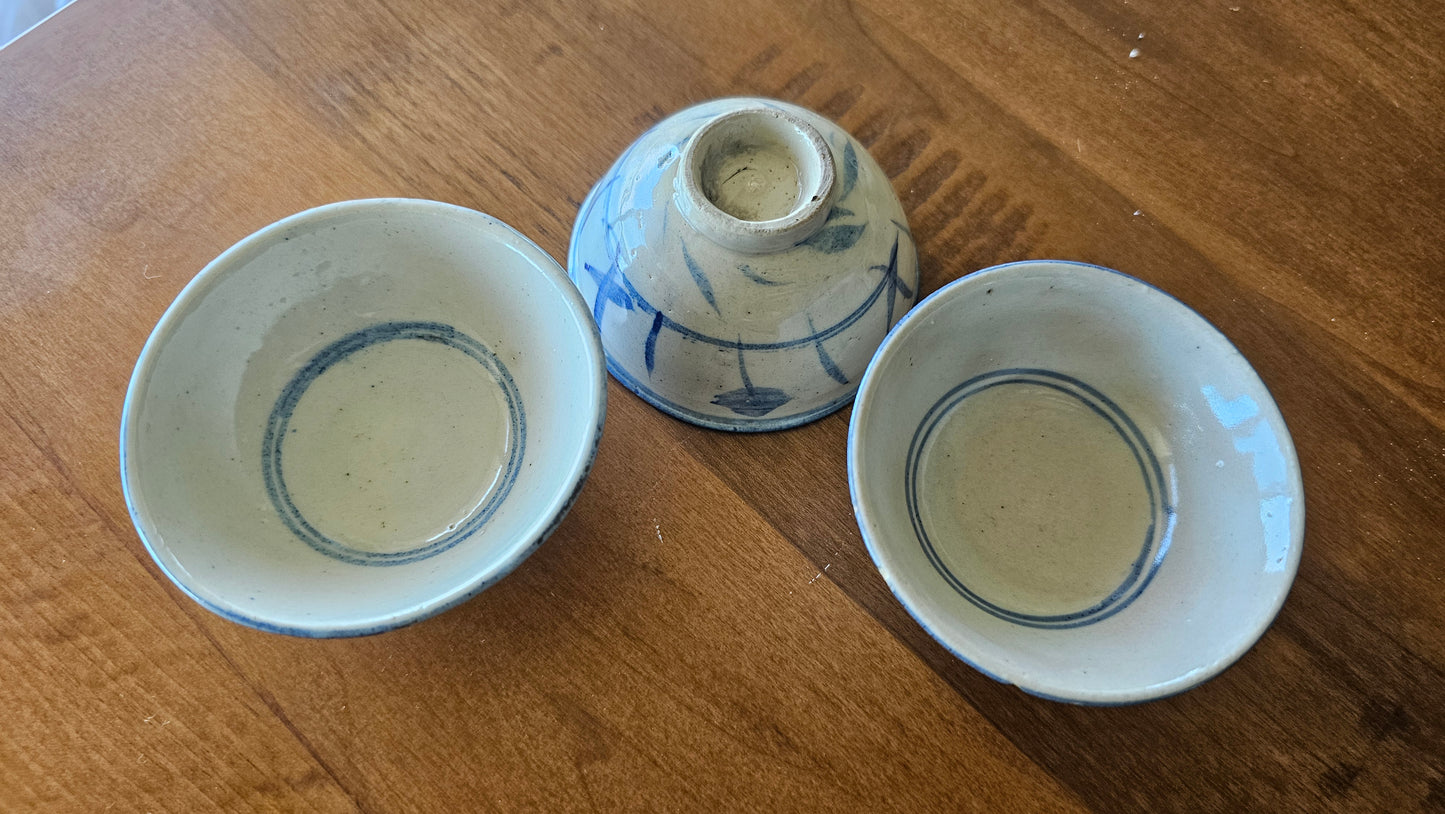 Late Qing Dynasty/Early ROC Antique Teacups 40-45ml set of 3 (A-01)