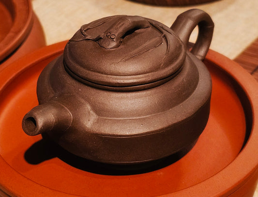 1990s Black Sand Yixing Zisha Bamboo Teapot 140ml
