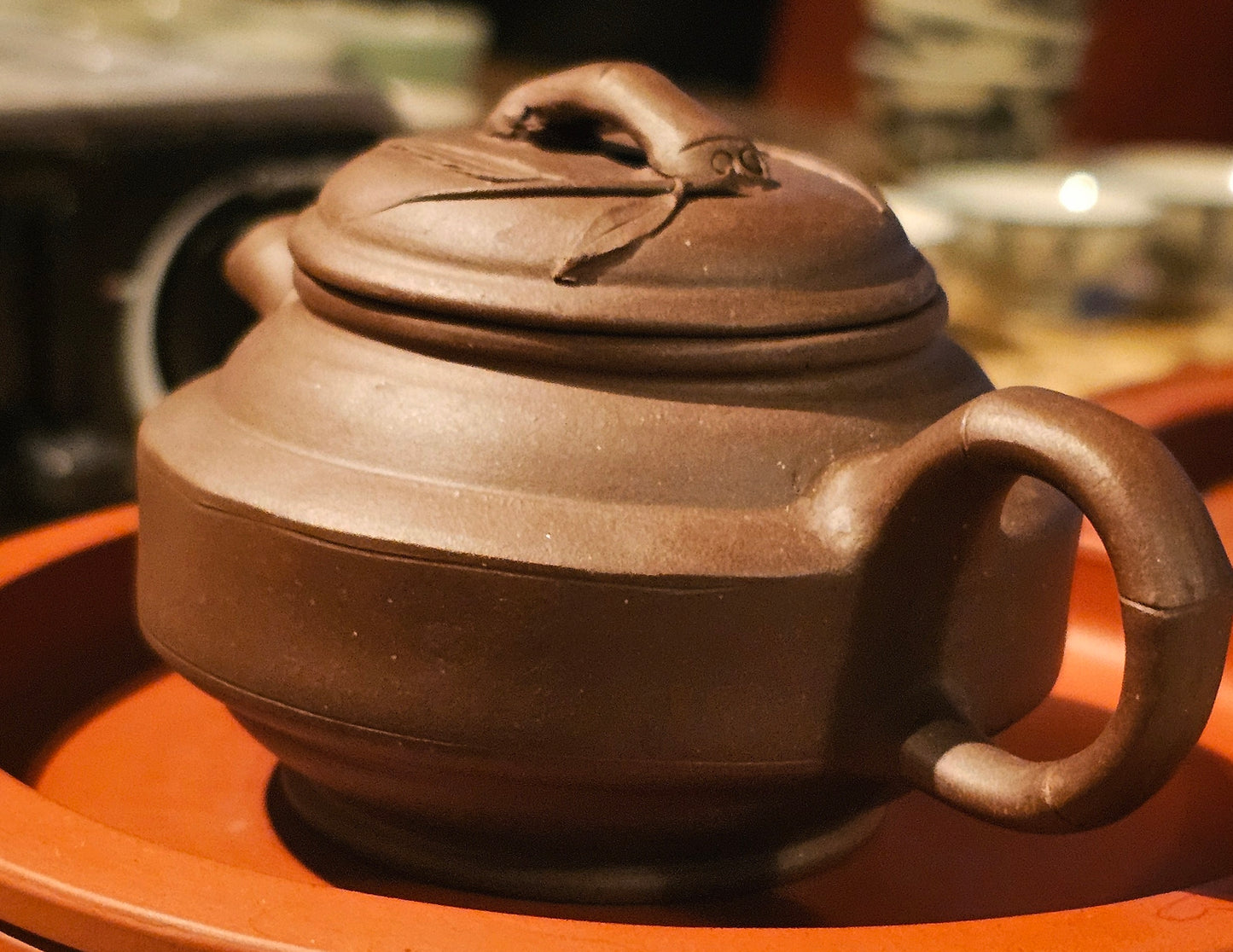 1990s Black Sand Yixing Zisha Bamboo Teapot 140ml